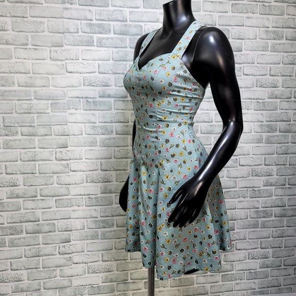 Vintage 90s Y2K Rampage Size S/M Floral Criss‎ Cross Back Fit & Flare Dress - Picture 6 of 10